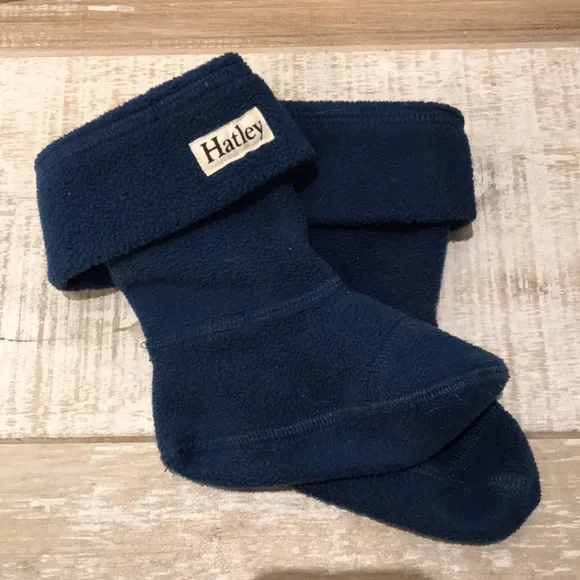 SOLD HATLEY | 8T 9T 10T Fleece Rain Boot Liners Unisex Booties Kids Toddler Blue - Picture 1 of 3